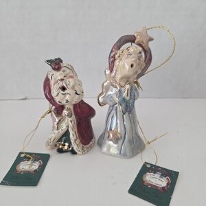 Blue Sky Holiday Santa and Angel Figurines - Red and Blue
